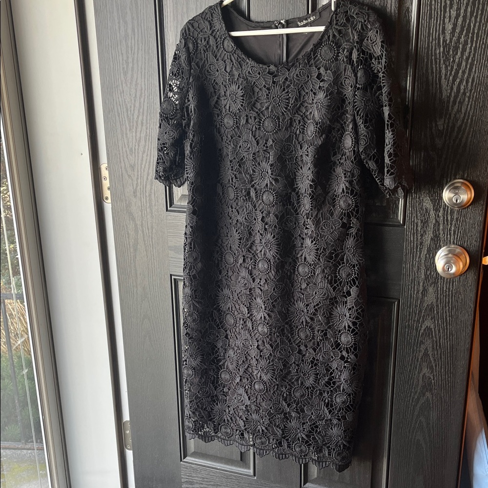 Chadwicks Black Floral Lace Midi Dress